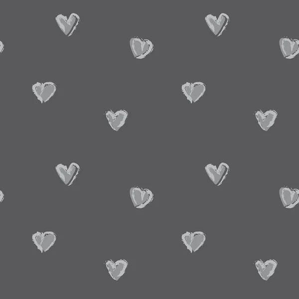 Серый Сердце Форме Мазка Кисти Бесшовный Фон Шаблона Моды Текстиля — стоковый вектор