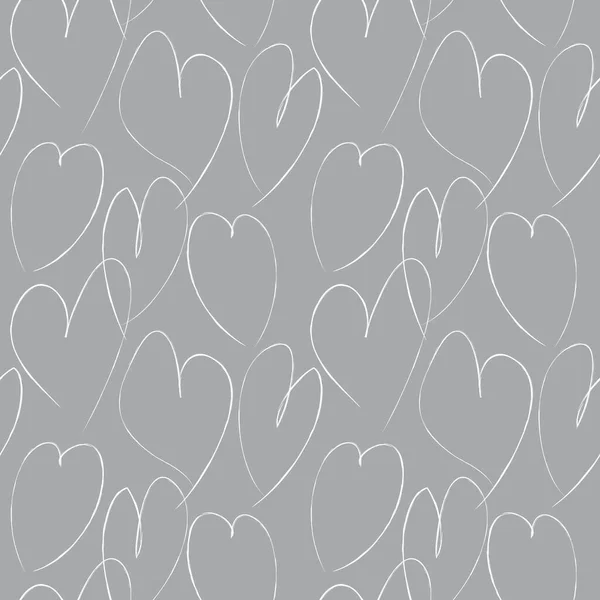 Graue Herzförmige Pinselstrich Nahtlose Muster Hintergrund Für Modetextilien Grafiken — Stockvektor