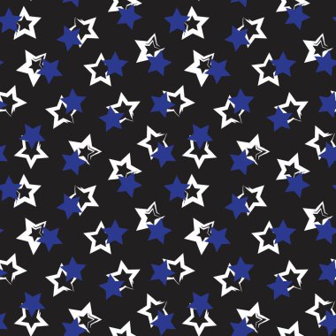 Mavi Yıldızlar moda tekstil ve grafikleri için pürüzsüz desen arkaplanı fırçalar