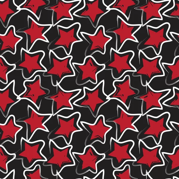 Красные Звезды Мазок Кисти Бесшовный Фон Шаблона Моды Текстиля Графики — стоковый вектор
