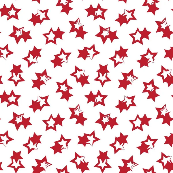 Red Stars Tahy Štětcem Bezešvé Vzor Pozadí Pro Módní Textil — Stockový vektor