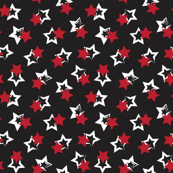 Red Stars Brush Stroke Seamless Pattern Background Fashion Textiles Graphics — Stock Vector