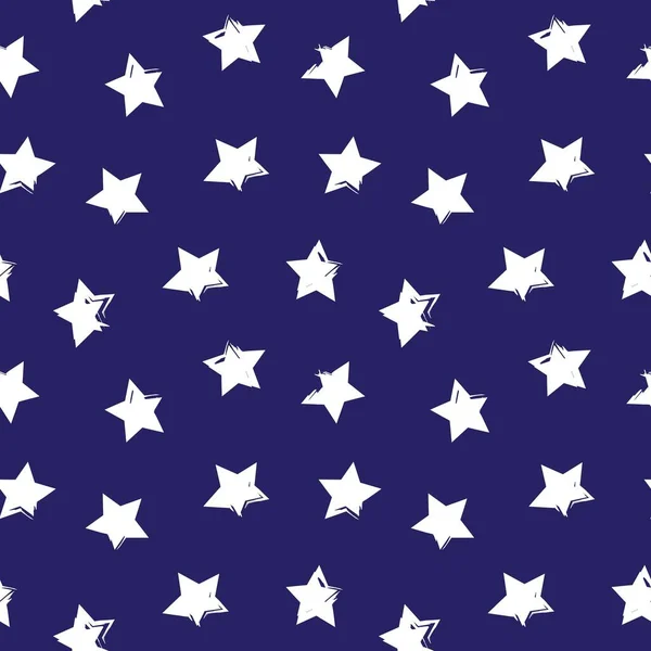 Синяя Звезды Мазок Кисти Бесшовный Фон Моды Текстиля Графики — стоковый вектор