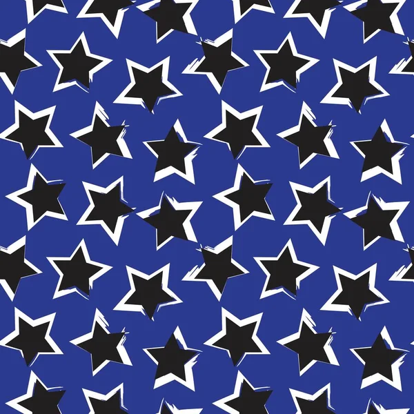 Blue Stars Pociągnięcia Pędzla Płynny Wzór Tła Dla Tekstyliów Mody — Wektor stockowy