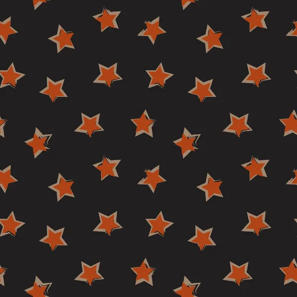 Оранжевые Звезды Мазок Кисти Бесшовный Фон Шаблона Моды Текстиля Графики — стоковый вектор
