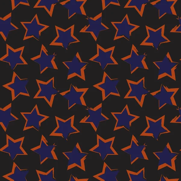 Orange Stars Coup Pinceau Fond Motif Sans Couture Pour Les — Image vectorielle