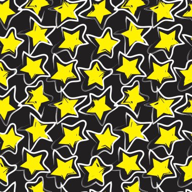 Sarı Yıldızlar moda tekstil ve grafikleri için pürüzsüz desen arkaplanı fırçalar