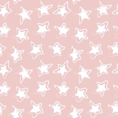 Pembe Yıldızlar moda tekstil ve grafikleri için pürüzsüz desen arkaplanı fırçala