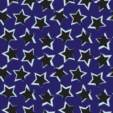 Gökyüzü Mavisi Yıldızları moda tekstil ve grafikleri için pürüzsüz desen arkaplanı fırçaladı