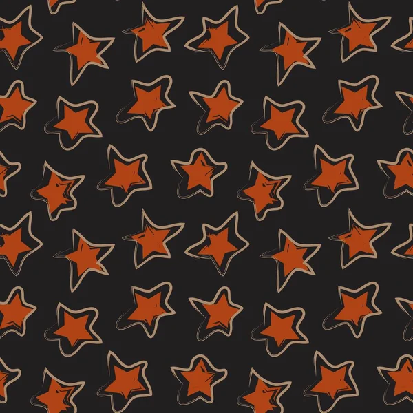 Оранжевые Звезды Мазок Кисти Бесшовный Фон Шаблона Моды Текстиля Графики — стоковый вектор