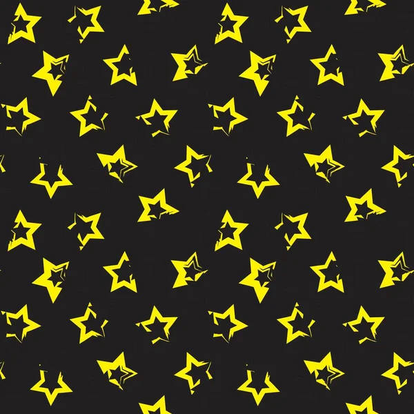 Желтые Звезды Мазок Кисти Бесшовный Фон Шаблона Моды Текстиля Графики — стоковый вектор