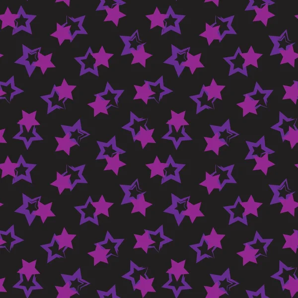 紫星笔刷无缝图案背景为时尚纺织品 — 图库矢量图片