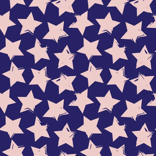 Pink Navy Stars Pociągnięcie Pędzla Płynny Wzór Tło Dla Tekstyliów — Wektor stockowy