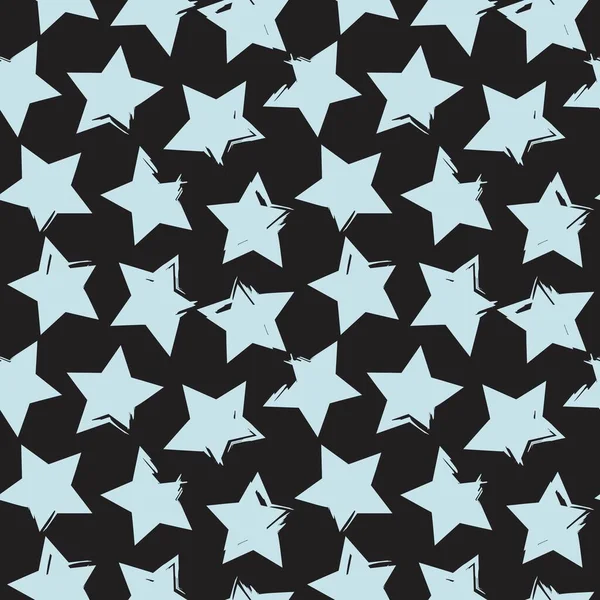 Sky Blue Stars Brush Stroke Seamless Pattern Background Fashion Textiles — Stock Vector