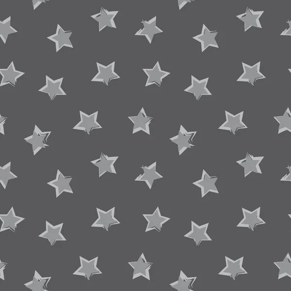 Grey Stars Brush Stroke Seamless Pattern Background Fashion Textiles Graphics — Stock Vector