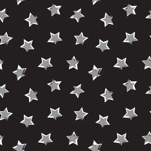 Black White Stars Coup Pinceau Fond Motif Sans Couture Pour — Image vectorielle