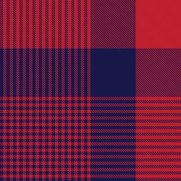 Czerwony Navy Glen Plaid Teksturowany Bezszwowy Wzór Nadaje Się Tekstyliów — Wektor stockowy