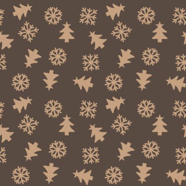 Web sitesi grafikleri ve moda tekstili için Noel Kahverengisi Tatili kusursuz şablon arka planı