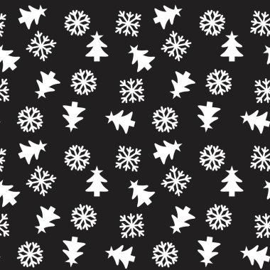 Web sitesi grafikleri ve moda tekstili için Noel Siyah ve Beyaz Tatil arkaplanı