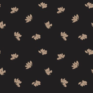 Kahverengi çiçekli fırça darbeleri moda baskıları, grafikler, arka planlar ve el sanatları için pürüzsüz desenli arka plan