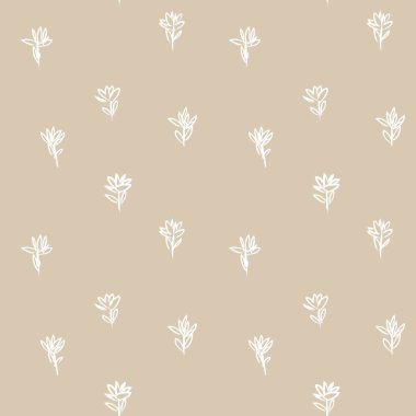 Kahverengi çiçekli fırça darbeleri moda baskıları, grafikler, arka planlar ve el sanatları için pürüzsüz desenli arka plan