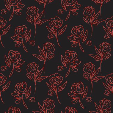 Turuncu çiçekli fırça darbeleri moda baskıları, grafikler, arka planlar ve el sanatları için pürüzsüz desenli arka plan