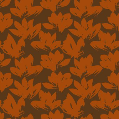 Turuncu çiçekli fırça darbeleri moda baskıları, grafikler, arka planlar ve el sanatları için pürüzsüz desenli arka plan