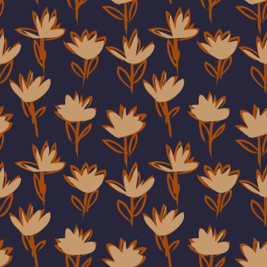 Turuncu çiçekli fırça darbeleri moda baskıları, grafikler, arka planlar ve el sanatları için pürüzsüz desenli arka plan