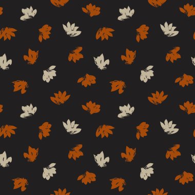 Turuncu çiçekli fırça darbeleri moda baskıları, grafikler, arka planlar ve el sanatları için pürüzsüz desenli arka plan