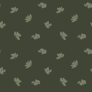 Yeşil çiçekli fırça darbeleri moda baskıları, grafikler, arka planlar ve el sanatları için pürüzsüz desenli arka plan