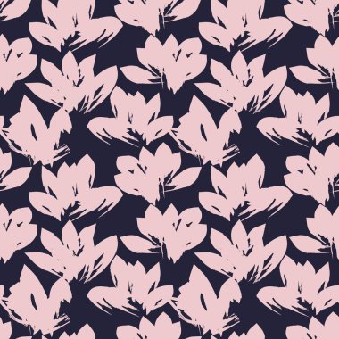 Pembe ve Donanma çiçek fırçası darbeleri moda baskıları, grafikler, arka planlar ve el sanatları için kusursuz desenli arka plan