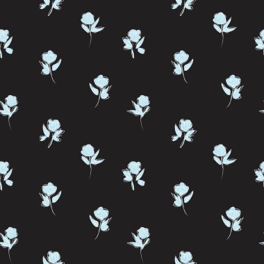 Gökyüzü Mavi Çiçek fırça darbeleri moda baskıları, grafikler, arka planlar ve el sanatları için pürüzsüz desen arkaplanı