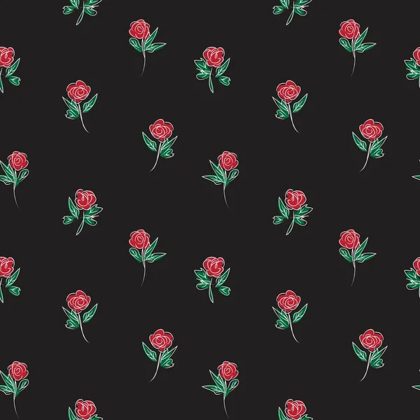 Red Floral Pinselstriche Nahtlose Muster Hintergrund Für Modedrucke Grafiken Hintergründe — Stockvektor