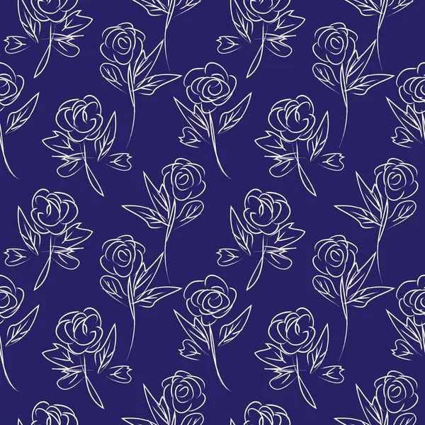Azul Floral Pinceladas Sem Costura Fundo Padrão Para Impressões Moda — Vetor de Stock