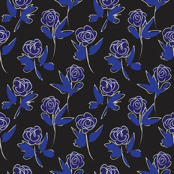 Kék Virágkefe Stroke Zökkenőmentes Minta Háttér Divat Nyomatok Grafika Hátterek — Stock Vector