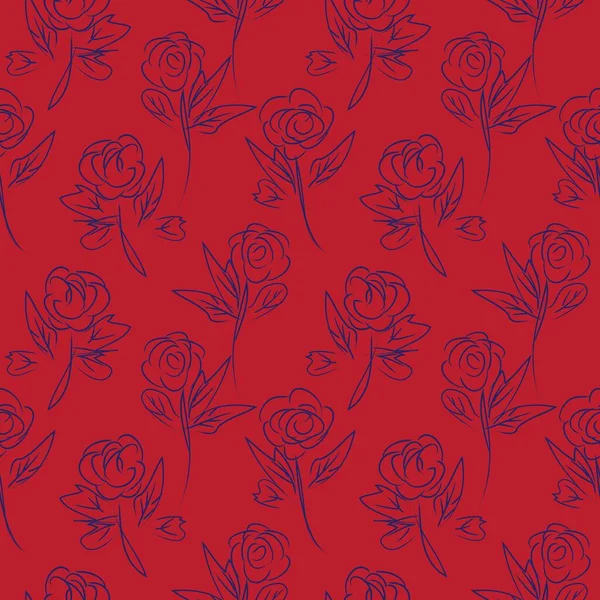 Червоний Флот Квіткові Пензлі Безшовний Візерунок Фон Модних Принтів Графіки — стоковий вектор