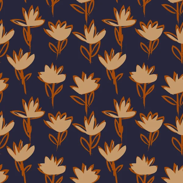 Orange Floral Πινέλο Εγκεφαλικά Επεισόδια Αδιάλειπτη Μοτίβο Φόντο Για Εκτυπώσεις — Διανυσματικό Αρχείο