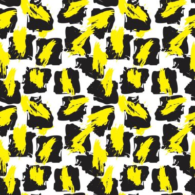 Sarı Fırça Vuruşu Kamuflaj soyut kusursuz model arkaplanı moda tekstil ve grafikleri için uygun