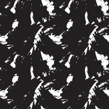 Siyah ve Beyaz Fırça Vuruşu Soyut kusursuz model arkaplanı Moda tekstil ve grafikleri için uygun