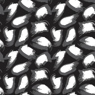 Siyah ve Beyaz Fırça Vuruşu Soyut kusursuz model arkaplanı Moda tekstil ve grafikleri için uygun