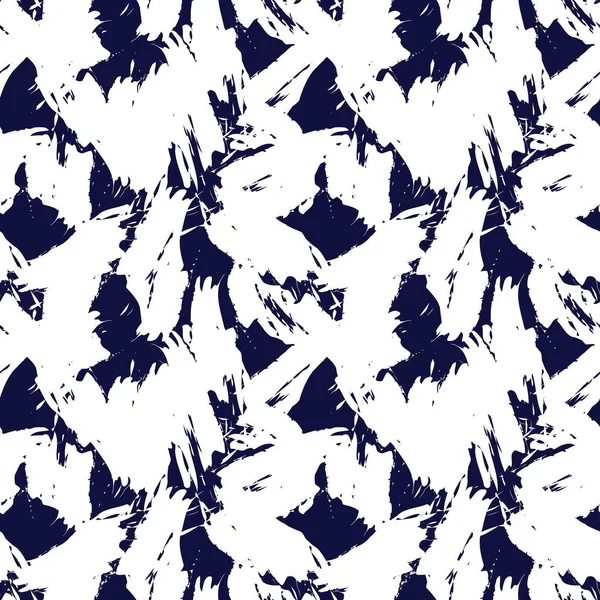 Blue Brush Stroke Camouflage Abstrait Fond Motif Sans Couture Adapté — Image vectorielle
