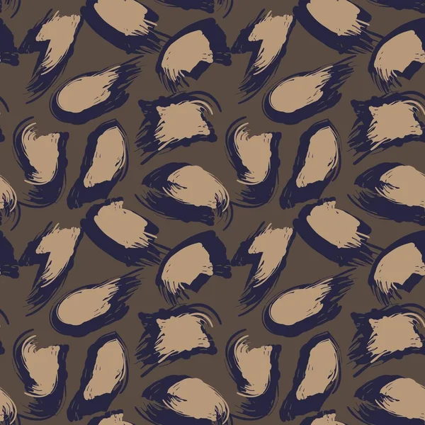 Brown Brush Stroke Camouflage Abstracte Naadloze Patroon Achtergrond Geschikt Voor — Stockvector
