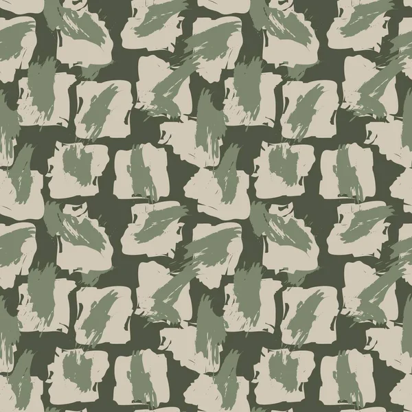Green Brush Stroke Camuflaje Abstracto Sin Costura Patrón Fondo Adecuado — Archivo Imágenes Vectoriales