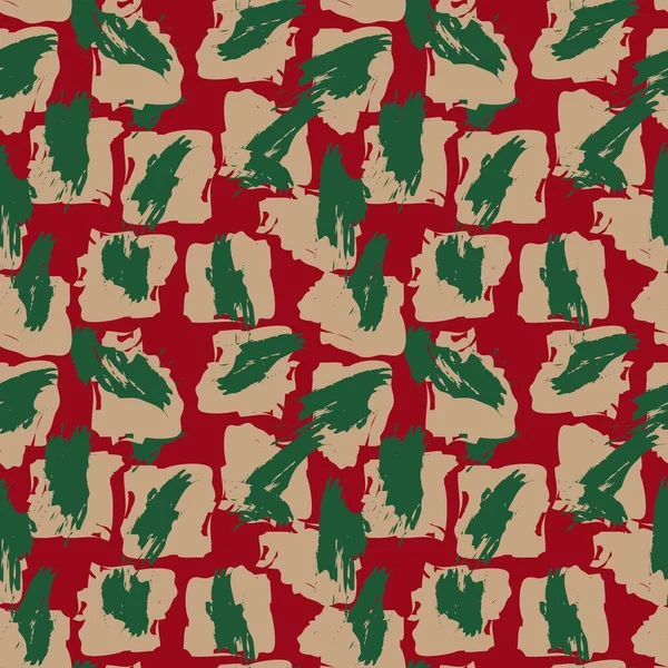 Christmas Brush Stroke Camouflage Abstrakt Sömlös Mönster Bakgrund Lämplig För — Stock vektor