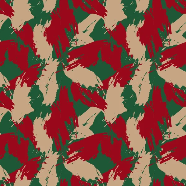 Pincel Natal Stroke Camuflagem Abstrato Sem Costura Fundo Padrão Adequado — Vetor de Stock