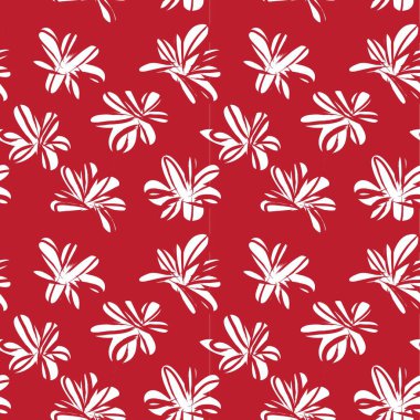 Kırmızı çiçekli fırça darbeleri moda baskıları, grafikler, arka planlar ve el sanatları için pürüzsüz desenli arka plan