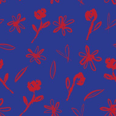 Kızıl Donanma Çiçek fırçası, moda baskıları, grafikler, arka planlar ve el sanatları için kusursuz desenli fırça darbeleri sergiliyor