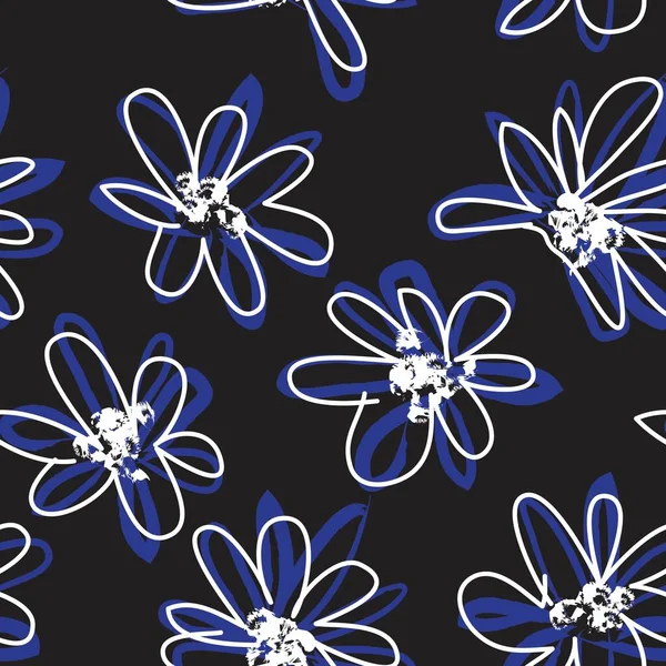 Blue Floral Pinselstriche Nahtlose Muster Hintergrund Für Modedrucke Grafiken Hintergründe — Stockvektor