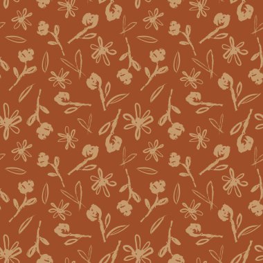 Turuncu çiçekli fırça darbeleri moda baskıları, grafikler, arka planlar ve el sanatları için pürüzsüz desenli arka plan