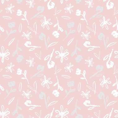 Pembe çiçekli fırça darbeleri moda baskıları, grafikler, arka planlar ve el sanatları için pürüzsüz desenli arka plan